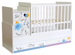 Polini Kids Simple 1100 Crib Elephant on Ball, White, Model 0001442.9.1