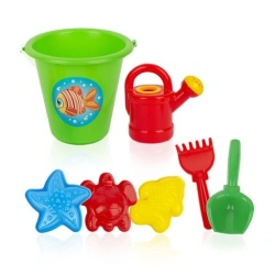 Cartoon Sand Set "Druzhok" with 3 Molds, Mini Watering Can, Shovel, Bucket, and Rake