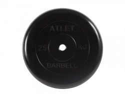 Rubber-coated Weight Plate "Atlet", Black, 26 mm, 25 kg