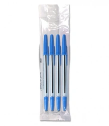Office Pen Set, 4 Pieces, Blue Ink 0.7-1.0mm