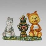 Handcrafted Glass Christmas Ornament "Tea Party