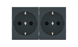 Caduceus Aling Mode Double Socket with Ground, 16A, 250V, Anthracite, Art. 66512.A