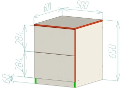 Rolling Cabinet with 2 Drawers 500x600x650