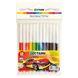 Washable Markers Set "Cars", 12 Colors, Pack with Euro-Hanger