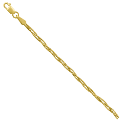 Yellow Gold Bracelet 585 Purity Gourmet Round Braid with Diamond Face NH15-311 0.4MM 19CM 3.23G