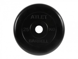 Rubber-Coated Weight Disc "Atlet", Black, 51 mm, 25 kg - MB-AtletB51-25