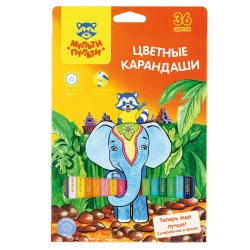 Multi-Pulti Colored Pencils "Raccoon in India", 36 Colors, Sharpened, Cardboard, Euro Hook