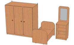 Gaming Corner Furniture Set with Wardrobe, Bed, and Vanity - Model UI