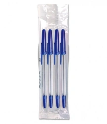Optim Set of 4 Ballpoint Pens with Blue Ink, 0.7mm