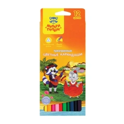 Multi-Pulti Colored Pencils "Raccoon in Spain", 12 Colors, Triangular, Pre-Sharpened, Cardboard, Euro Hook