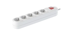 5x16A Extension Cord with Switch, 3.6kW, 250V, 10m, White (Art. 44506.0)