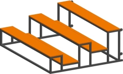 Mobile Bleacher with 3 Rows of Plywood Seats for 15 People