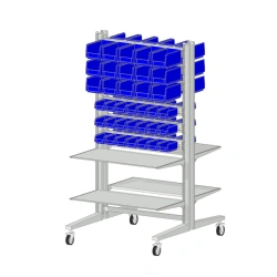 Mobile Metal Rack with Plastic Bins (H x W x D) 1100x960x1800 mm
