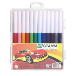 Washable Marker Set "Cars", 12 Colors, Plastic Case, Euro Hanging