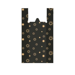 Star-pattern HDPE T-shirt Bags, 100 pcs, 31+18x59 cm, 18 microns