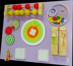 Wall-Mounted Activity Board in Purple for Motor Skill Development