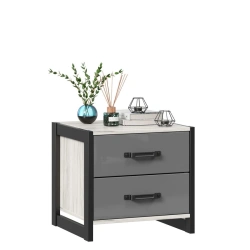 Nightstand with White Craft Oak and Gray Slate Finish - Techno LD.678100.000