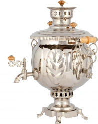 Traditional Charcoal Samovar 4.5 Liters with Nickel Coating