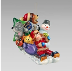 Handcrafted Glass Christmas Ornament "Boy with Forest Friends