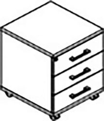 Mobile Cabinet with 3 Drawers on Ball Bearings - Model 11 300 STEEL