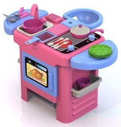 Magical Housewife Kitchen Set No. 3 with Doll Seat and Dish Set