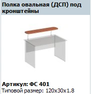 Oval Shelf for Brackets "Matrix" Model FS 401