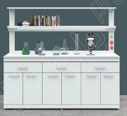 Laboratory Table with Two Shelves - Metal Frame