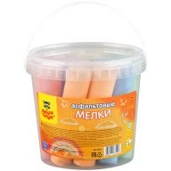 Multi-Pulti Colored Sidewalk Chalk, 14 pcs, 7 Colors, Round, Plastic Bucket