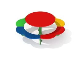 Daisy-Shaped Table with Metal Frame and Plywood Seats - MF 2.04