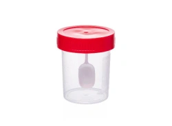 Sterile Polymer Container with Lid and Spoon for Biological Material, 60 ml