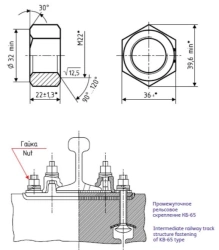 Rail fastening nuts for M22 bolts, GOST 16018-2014