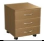 Mobile Drawer Cabinet with 3 Drawers, 420x450x520 mm