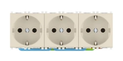 CADUCEUS ALING Experience Triple Socket for Hidden Installation with Grounding, 3x16A, 250V, Beige, Art. 74113.9