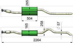 Exhaust Silencer with Exhaust Pipe for UAZ Hunter 2013 Model - 315148-1201008-01