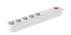 Network Filter Extension Cord 5x16A with Switch 2.3kW, 250V~, 1.5m, White, Art. 44701.0