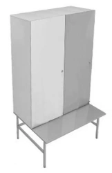Single-Tier Locker with Bench, 2 Sections, Plastic