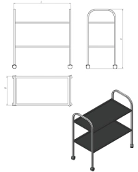 Procedural Table with 2 Shelves for Research and Equipment - ST.P.P2